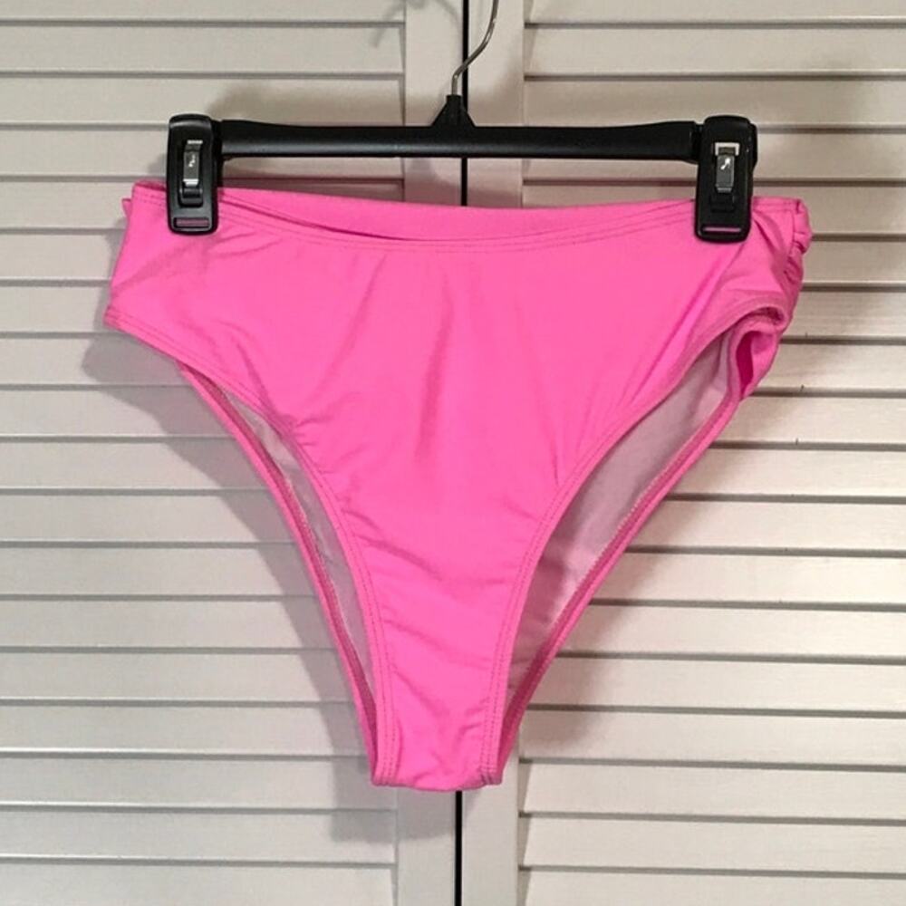Hot Pink Retro Inspired High Waisted High Cut Cheeky Bikini Bottom Women L